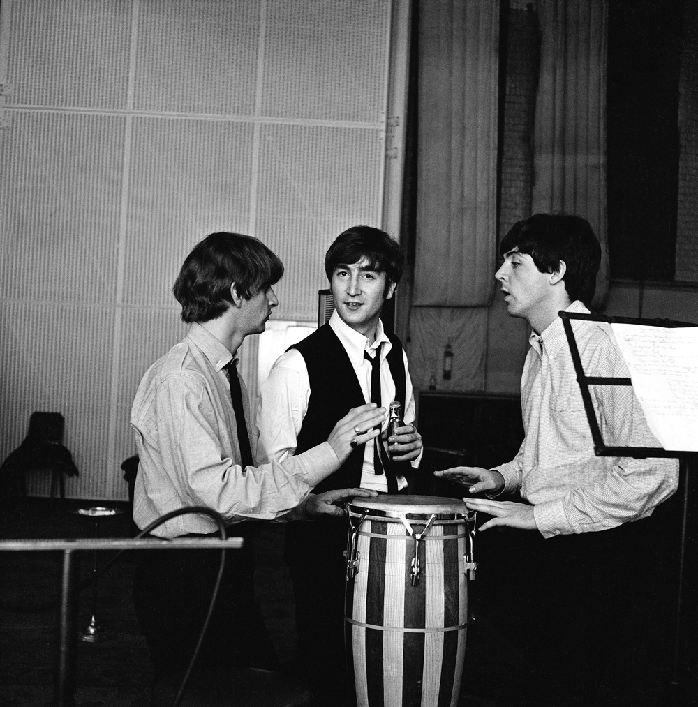 John Paul and Ringo in the studio recording A Hard Day's Night