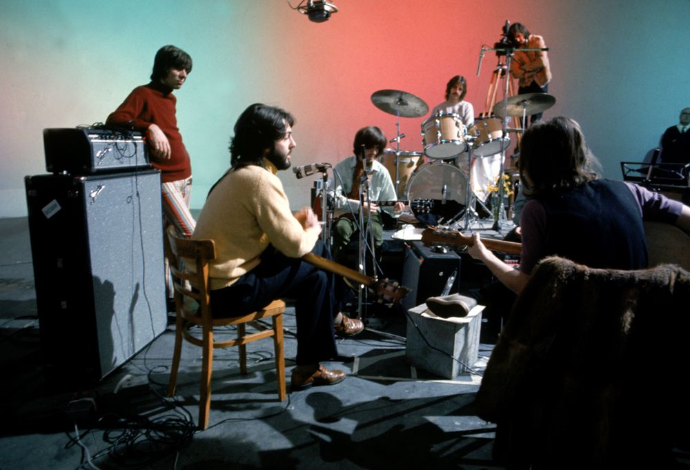 The Beatles at Twickenham during filming of Let It Be