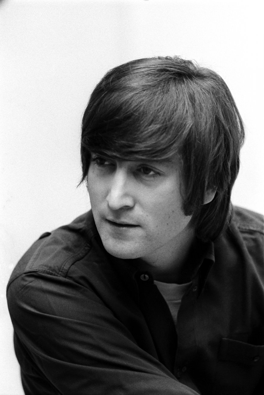 John photographed during a Rubber Soul recording session