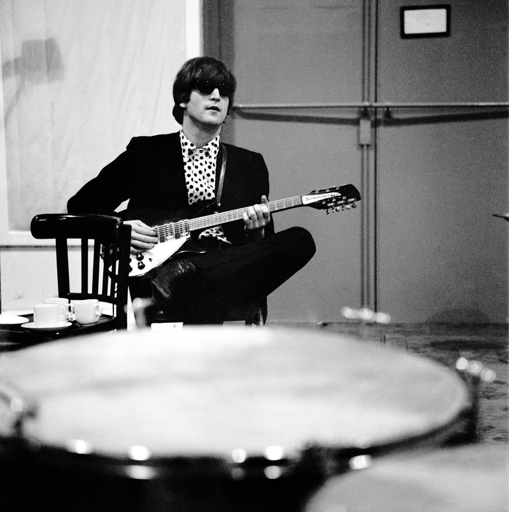 John at a recording session for "Beatles For Sale"