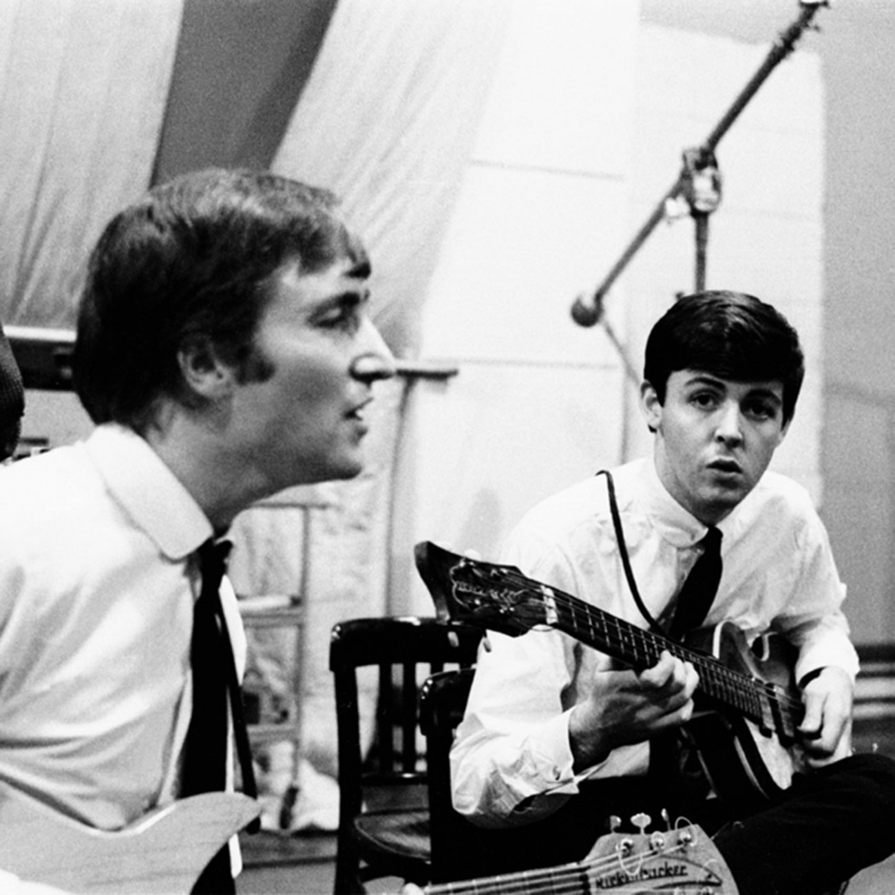 Paul and John recording Please Please Me