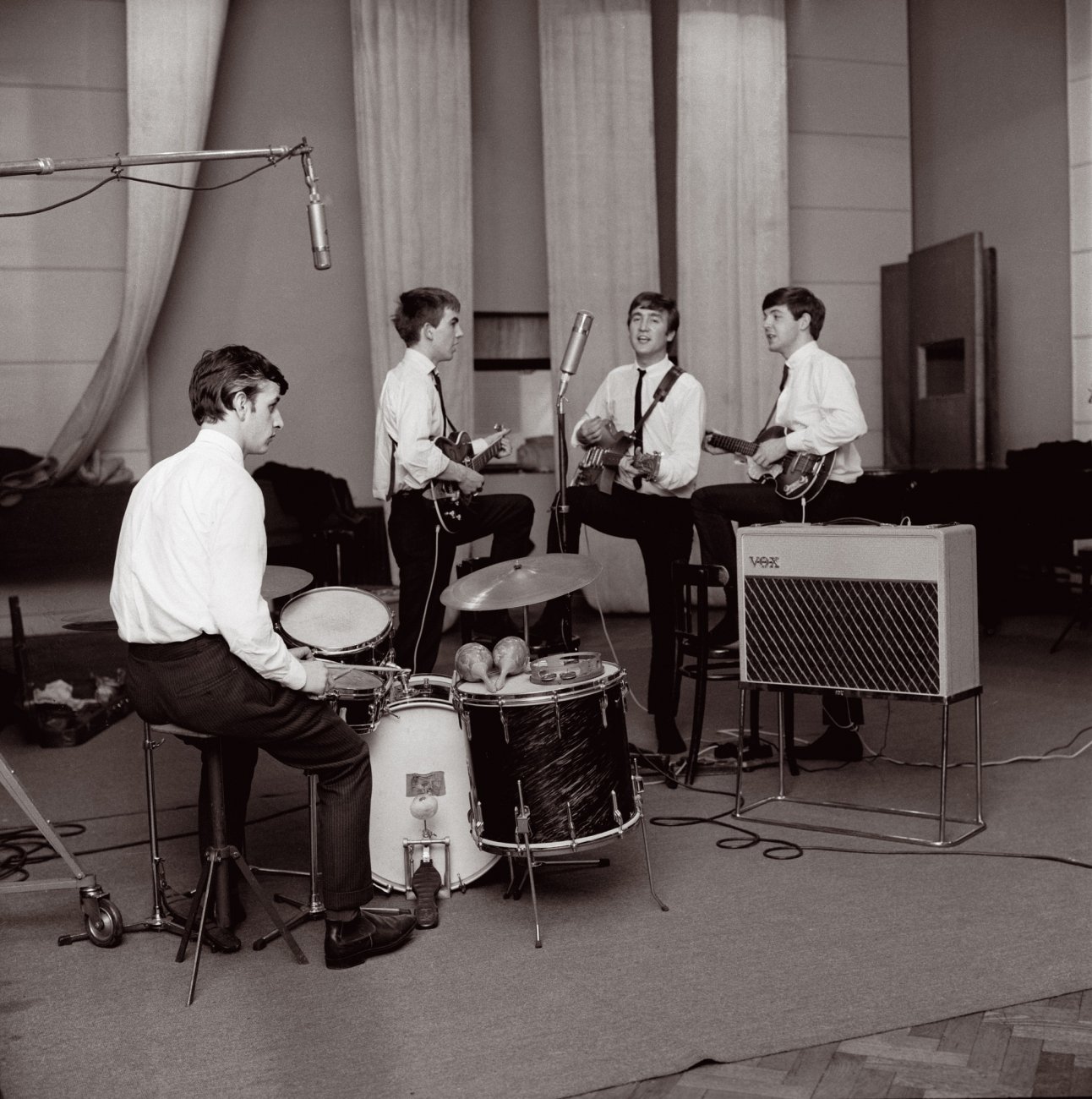 Beatles recording at Abbey Road 1963
