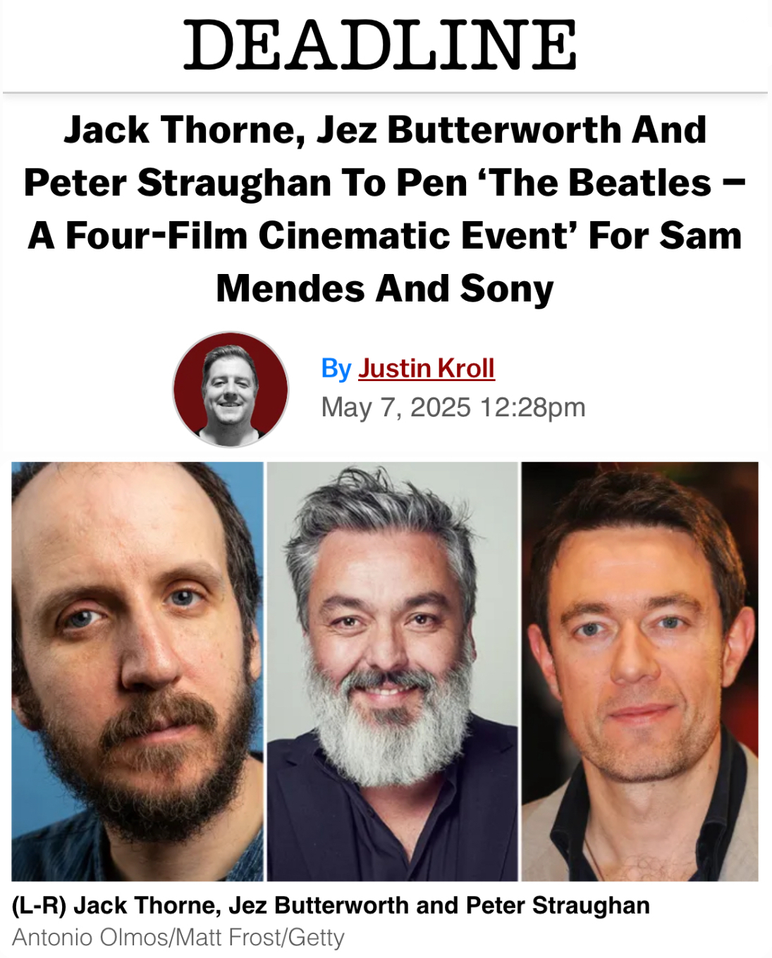 Jack Thorne, Jez Butterworth And Peter Straughan To Pen ‘The Beatles – A Four-Film Cinematic Event’