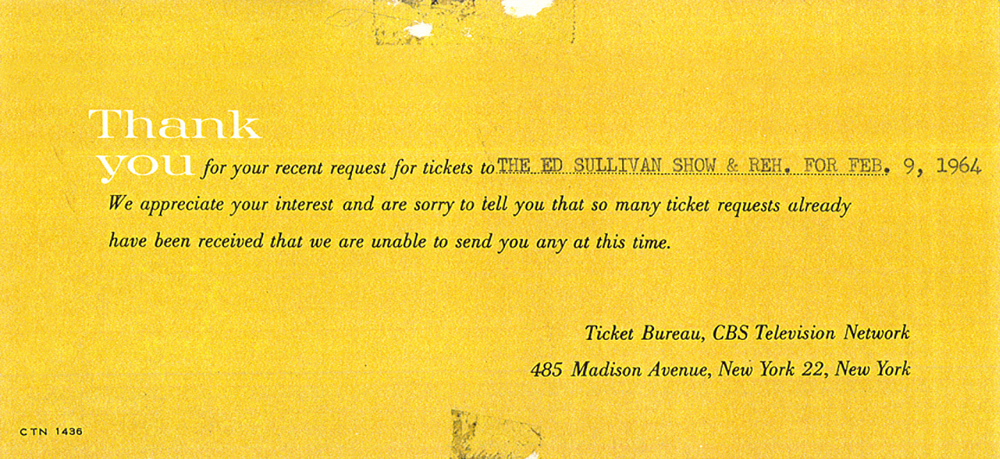 9th February, 1964 - The Beatles Make Their Ed Sullivan Show Debut